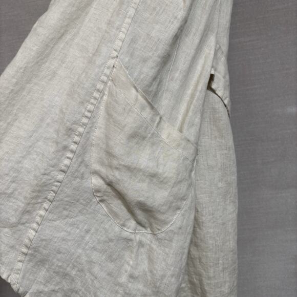 Luii Womens Linen Full Zip Sleeveless Top Large Lagenlook Minimalist Natural - Picture 9 of 9